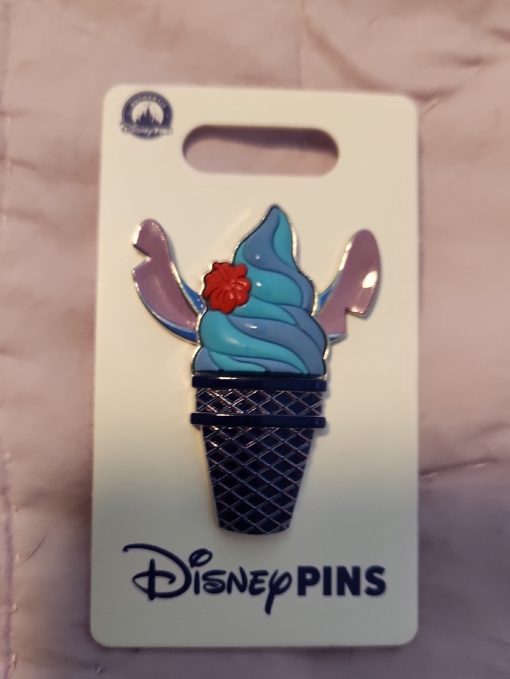 Disney Blue & Purple Ice Cream Cone Enamel Pin with Red Flower